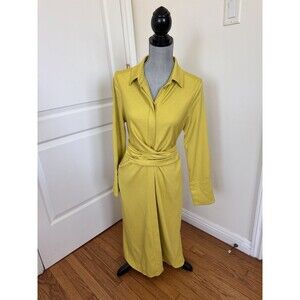 The Fold London Delia Dress Yellow Midi Length US 6